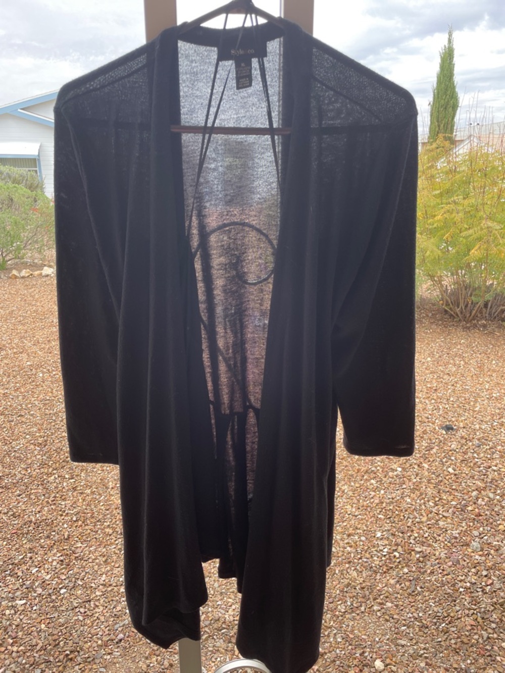 Style & Co. Black Open-Front Lightweight Cardigan